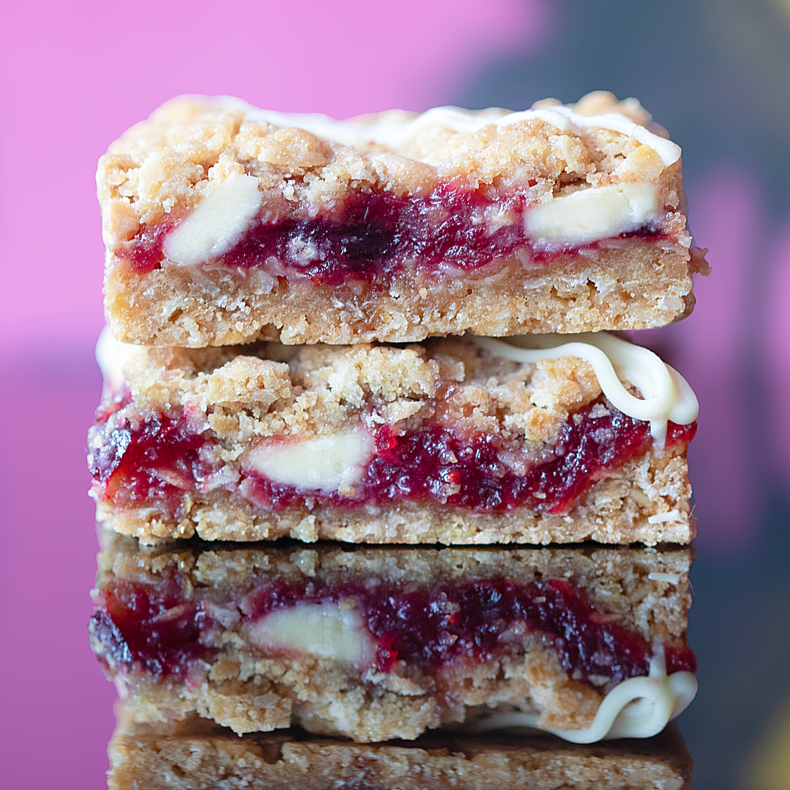 Cranberry & White Chocolate Crumbles by The Naughty Cook – handmade festive crumble slices
