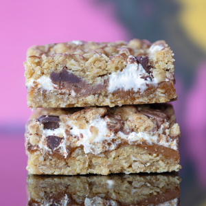 Marshmallow Crumbles by The Naughty Cook – handmade caramel, marshmallow and Belgian chocolate crumble bars, box of 8