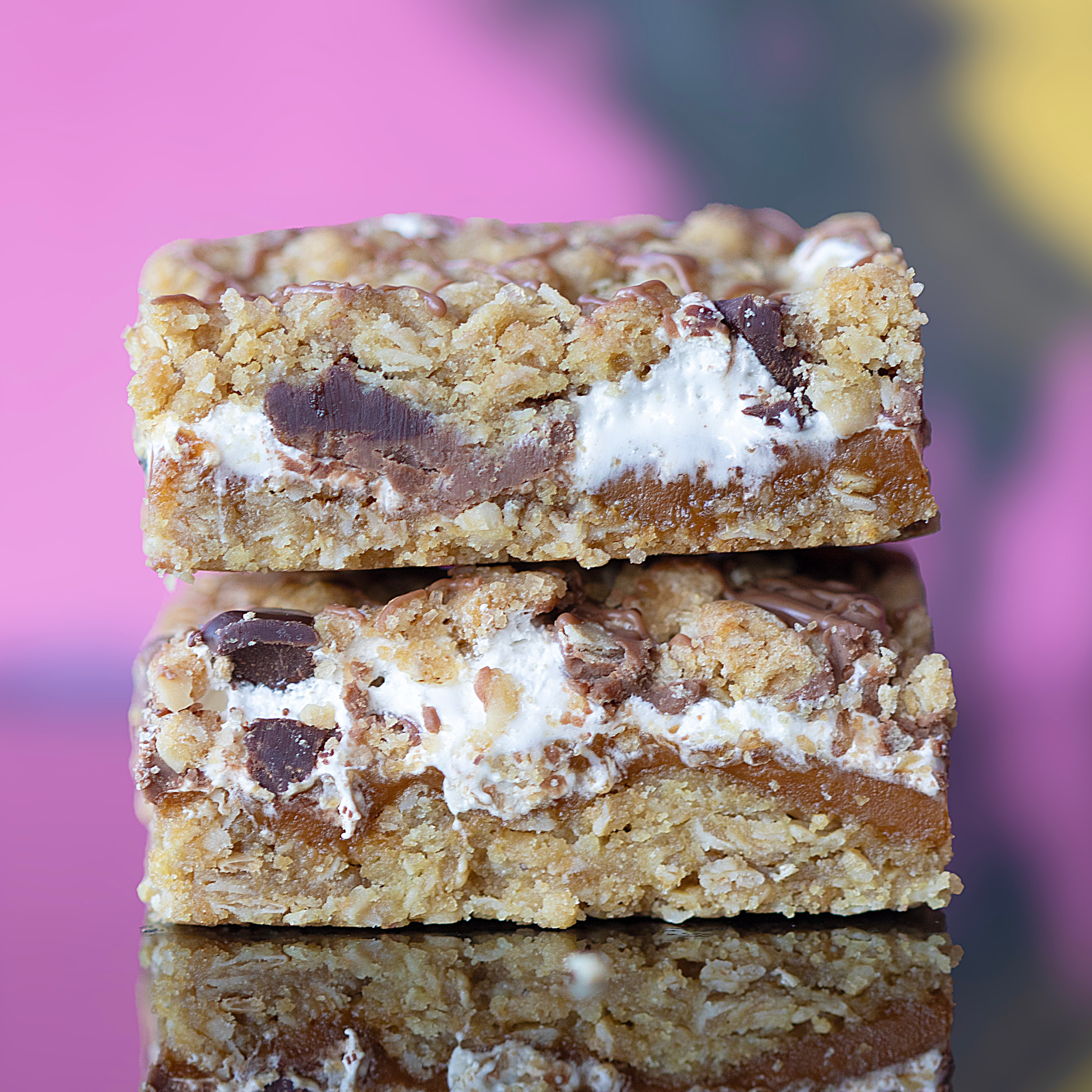 Marshmallow Crumbles by The Naughty Cook – handmade caramel, marshmallow and Belgian chocolate crumble bars, box of 8
