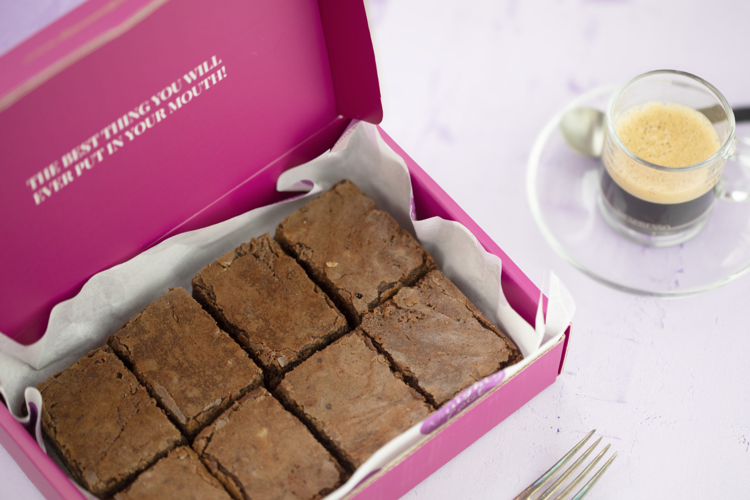 Luxury chocolate brownie gift box — Salted Fudge Brownies freshly baked
